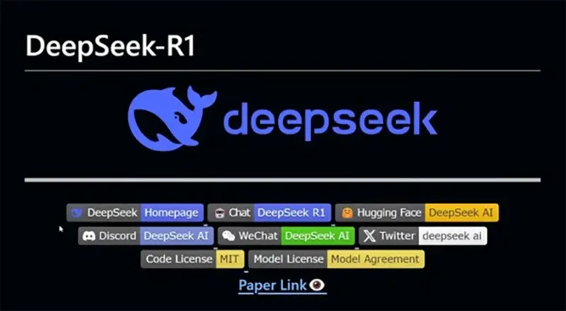 딥시크 DeepSeek 로고와 DeepSeek R1 소개 화면을 보여주는 대표 이미지