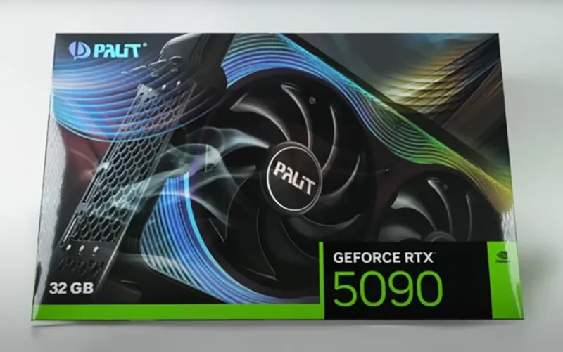 RTX 5090 32GB 그래픽카드 패키지 박스를 보여주는 대표 이미지