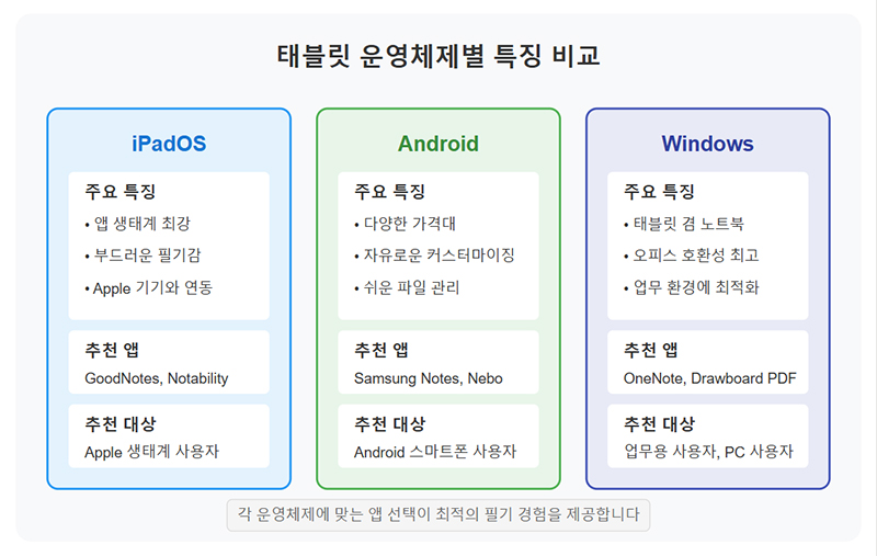 태블릿 운영체제별 특징