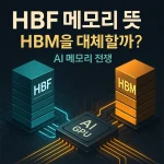 AI GPU를 중심으로 HBF와 HBM 메모리 구조를 비교하며 HBF 메모리의 등장으로 촉발된 AI 메모리 경쟁을 시각적으로 보여주는 대표 이미지