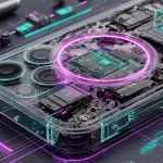 갤럭시 S26 내부 구조를 투명하게 표현한 이미지로 엑시노스 2600 칩셋과 Qi2 자석 충전 코일이 결합된 차세대 스마트폰의 핵심 기술을 시각적으로 보여줌